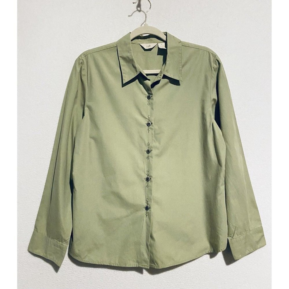 JJill Soft Sage Green Button-Front Blouse